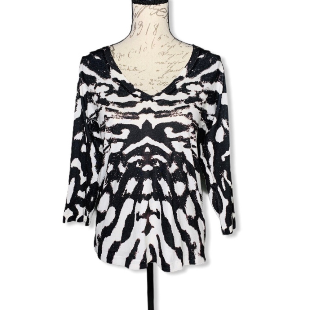 Nally & Millie Animal Print Tie Dye V-Neck Top